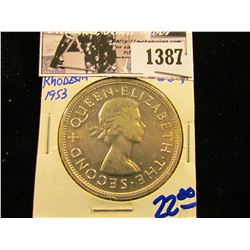 1387 . 1953 Southern Rhodesia Silver Crown