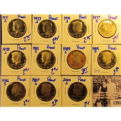 1391 . 1971S, 73S, 74S, 77S, 78S, 81S, 84S, 86S, 87S, & 2000S Proof Kennedy Half Dollars