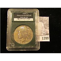 1399 . 1928 P U.S. Peace Silver in a slabbed holder from "Double Eagle Assets" where they labeled it