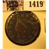 Image 1 : 1419 . 1827 U.S. Large Cent, VG-F. Rim dings.