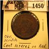 Image 1 : 1450 . 1849 U.S. Large Cent, Very Fine. Cent altered on reverse to profanity.