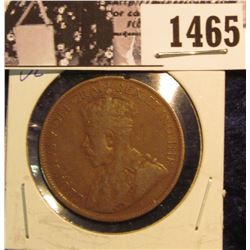 1465 . 1919 Canada Large Cent, VG Details, rim notch.