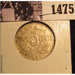 1475 . 1936 Canada Nickel EF.