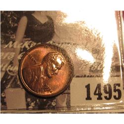 1495 . 1934 D Lincoln Cent, Red-brown MS 63.