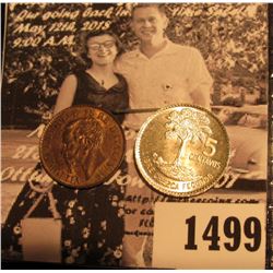 1499 . 1867 Italy One Centesimo, Uncirculated Red-Brown; & 1964 Guatemala5 Centavos Silver, BU.