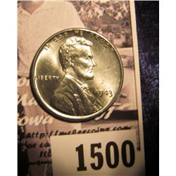 1500 . 1943 P U.S. World War II Steel Cent, Brilliant Uncirculated.