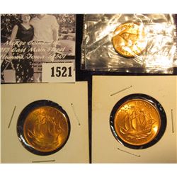 1521 . Great Britain: 1948 Farthing, & (2) 1967 Half Pennies, all red BU.