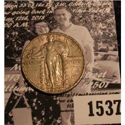 1537 . 1930 P U.S. Standing Liberty Quarter, nice natural toned AU.