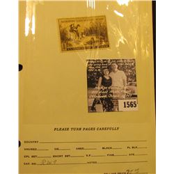 1565 . 1942 RW9 U.S. Department of the Interior Federal Migratory Waterfowl Stamp. Signed.