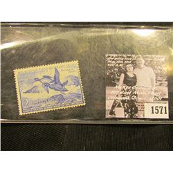 1571 . 1952 RW19 U.S. Department of the Interior Federal Migratory Waterfowl Stamp. Signed.