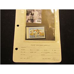 1581 . 1987 RW54 U.S. Department of the Interior Federal Migratory Waterfowl Stamp. Unused, not sign