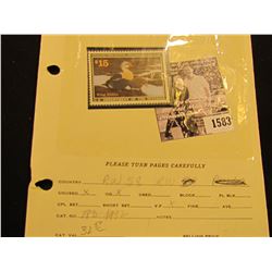 1583 . 1991 RW58 U.S. Department of the Interior Federal Migratory Waterfowl Stamp. Unused, not sign