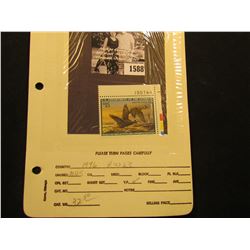 1588 . 1996 RW63 U.S. Department of the Interior Federal Migratory Waterfowl Stamp. Plate number sin