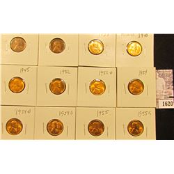 1620 . 1935P, S, 37P, 40P, 45P, 52P, D, 54P, D, S, 55P, & S Lincoln Cents all grading from Brown Unc