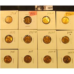 1624 . 1935P, 36P, D, S, 37P, D, S, 40P, 45P, 54P, D, & S Lincoln Cents all grading from Brown Unc t
