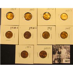 1627 . 1935P, 37P, D, S, 38D, S, 40P, 45P, 52P, 54S, & 55S Lincoln Cents all grading from Brown Unc 