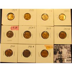 1630 . 1935P, 37P, D, S, 38P, S, 39P, D,.40P, D, & S  Lincoln Cents all grading from Brown Unc to Su