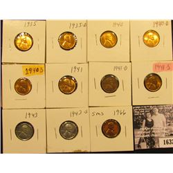 1632 . 1935P, D, 40P, D, S, 41P, D, S, 43P, S, & 66 P (SMS) Lincoln Cents all grading from Brown Unc