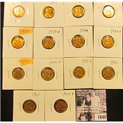 1640 . 1935P, 37P, D, S, 39P, D, 40P, D, 41P, D, S, 42P, 64P, & D Lincoln Cents all grading Brown Un