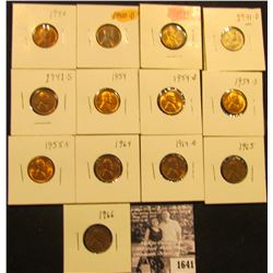 1641 . 1940P, D, 41P, D, S, 54P, D, S, 55S, 64P, D, 65P, & 66P Lincoln Cents all grading from Brown 