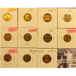 1647 . 1935P, 37P, S, 39P, 40P, D, 41P, S, 42P, D, & 76 S (Proof) Lincoln Cents all grading from Bro