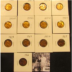 1649 . 1945P, D, 51D, 54P, D, S, 55D, S, 61D, 64P, D, 65P, & 66P Lincoln Cents all grading from Brow