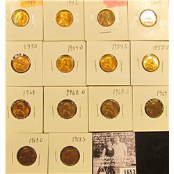 1653 . 1940P, 42P, D, 45P, 50P, 54D, S, 55S, 68P, D, S, 69P, D, & S Lincoln Cents all grading from B