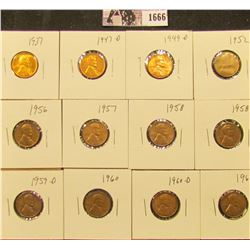 1666 . 1937P, 47D, 49D, 52D, 56P, 57P, 58P, D, 59D, 60P, D, & 61P Lincoln Cents all grading from Bro