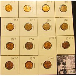 1667 . 1937P, S, 49D, 56P, 58D, 59D, 60P, 61P, 65P, 66P, 73D, S, 97D, 98P, & 2001P Lincoln Cents all