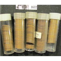 1672 . (43) Early Date Wheat Cents, loose and not carded; (73) 1928P Cents in a plastic tubes; & (91