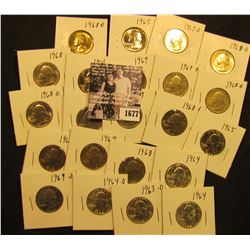 1677 . 1963D, (2) 64P, (1) D, (3) 65P, (3) 68P, (6) D, (3) 69P, (3) D Washington Quarters. All Gem B