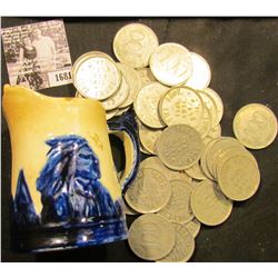 1681 . Small Sleepy Eye Cream Pitcher. Part of Spout missing. “42s”; & (37) “Good For/$1.00/In Trade