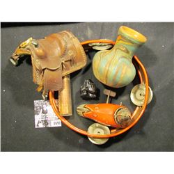 1691 . 1961 P Gem BU Roll of Lincoln Cents in a plastic tube; Tin wind up Seal toy (not working with