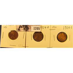 1705 . 1924 P VG, 24 D VG, & 24 S VG+ Lincoln Cents.