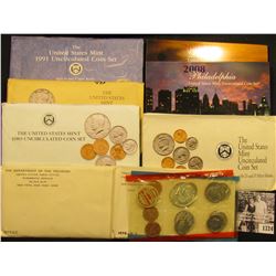 1724 . 1970, 72, 89, 90, 91, 92, & 2008 U.S. Mint Sets, all original as issued. (Total of $24.26 fac