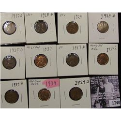 1740 . 1927S, 28D, 29P, D, S, 35D, 37P, D, S, 39P, & D  Lincoln Cents, grades from Good to BU.
