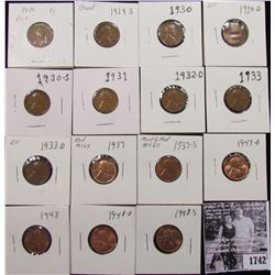 1742 . 1929P, S, 30P, D, S, 31P, 32D, 33P, D, 37P, S, 47D, 48P, D, & S  Lincoln Cents, grades from G
