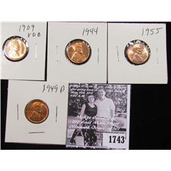 1743 . 1909 P VDB, 44P, 45P, & 49P Lincoln Cents, all Red BU to Superb Gem BU.