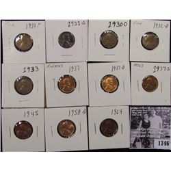 1746 . 1930D, 31P, 31 S, 32D, 33P, 37P, D, S, 45P, 58D, & 64P Lincoln Cents, grading Good to Superb 