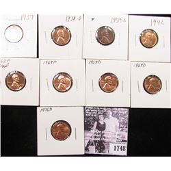 1748 . 1937P, 38D, 39S, 42P, 62P (Proof), 68P, D, 69D, & 76 D Lincoln Cents grading Uncirculated to 
