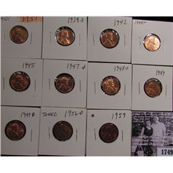 1749 . 1937P, 39D, 42P, 44P, 45P, 47D, 48D, 49P, D, 56D, & 59P Lincoln Cents grading Uncirculated to