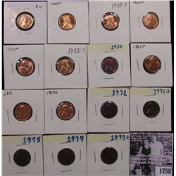 1758 . 1936S, 44P, 48D, 54P, 55P, S, 58P, 69P, D, S, 72P, S, 75P, 77P, & D Lincoln Cents grading Unc
