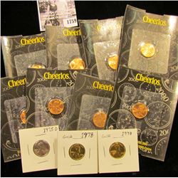 1759 . (8) 2000 Millenium Lincoln Cents in Cheerios advertising holders; 1975 D Cent zinc-plated; & 