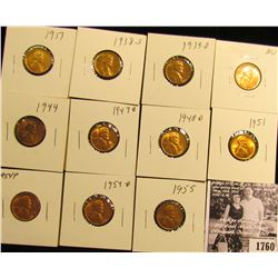 1760 . 1917P, 38S, 39D, 41P, 44P, 47D, 48D, 51P, 54P, D, & 55P Lincoln Cents grading Uncirculated to