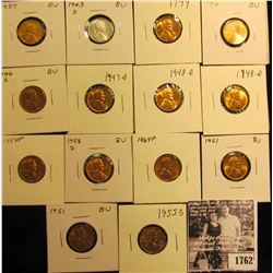 1762 . 1937P, 43S, 44P, 46P, S, 47D, (2) 48D, (2) 51P, 54P, 55S, 58D, & 64P Lincoln Cents grading Un