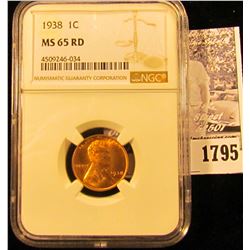 1795 . 1938 P Lincoln Cent NGC slabbed MS65 RD.