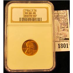1801 . 1944 S Lincoln Cent NGC slabbed MS66 RD.