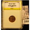 Image 1 : 1804 . 1954 D Lincoln Cent LVCS slabbed MS67 RED
