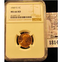 1814 . 1969 S Lincoln Cent NGC slabbed MS66 RD.