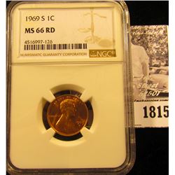 1815 . 1969 S Lincoln Cent NGC slabbed MS66 RD.